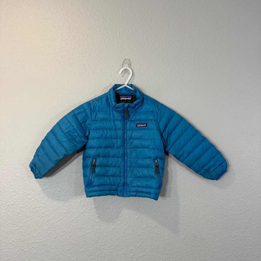 Patagonia Size 3T Balkan Blue Down Sweater Full-Zip Puffer Jacket FLAW 60520